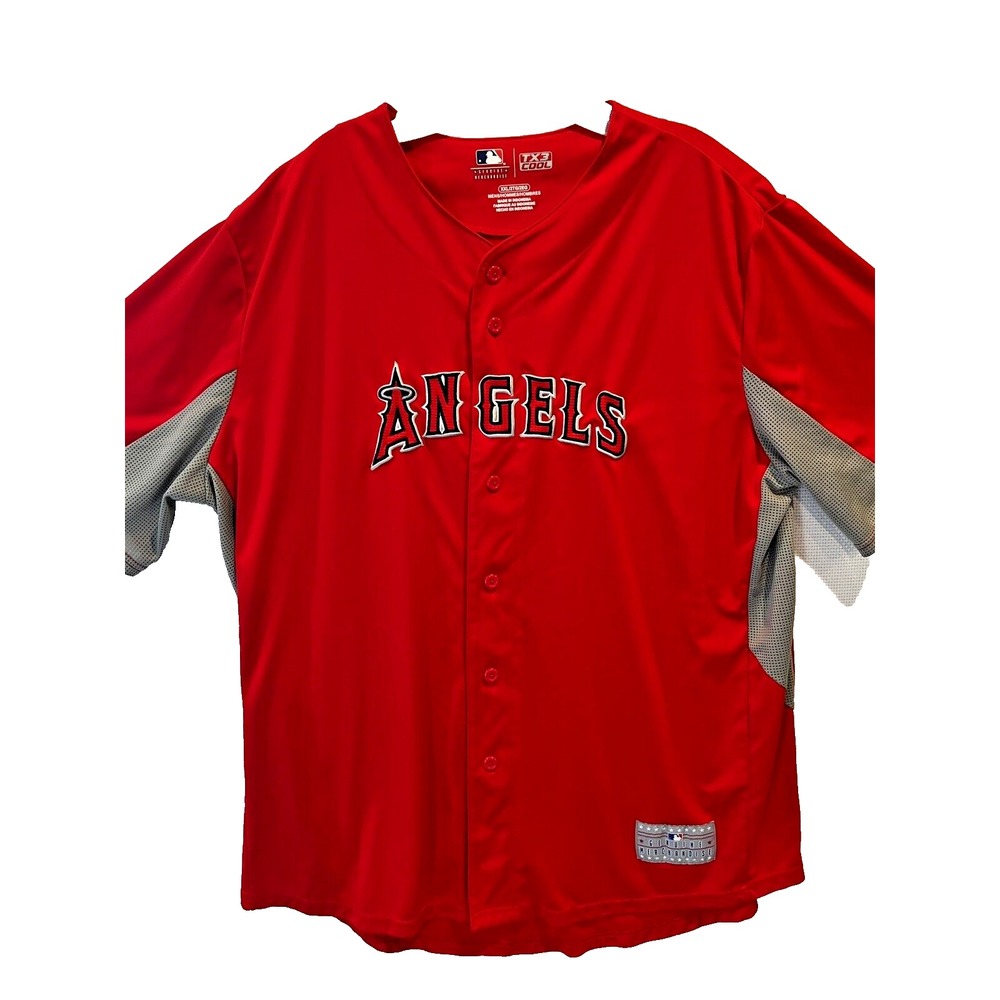 MLB Los Angeles Angels Red TX3 Cool Baseball Jersey Mens XXL Embroidered Logo